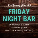 Flyer for Announcing the Return of Friday Night Bar!