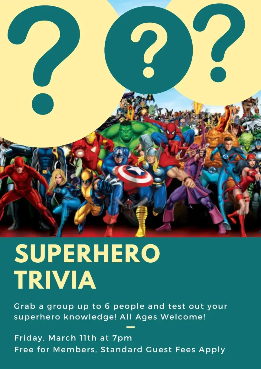 Flyer for Superhero Trivia