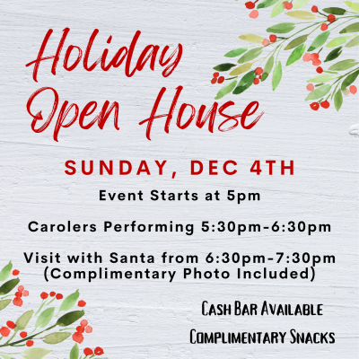 Flyer for Holiday Open House is Next Sunday!