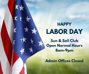 Flyer for Club Open on Labor Day (Admin Offices Closed)