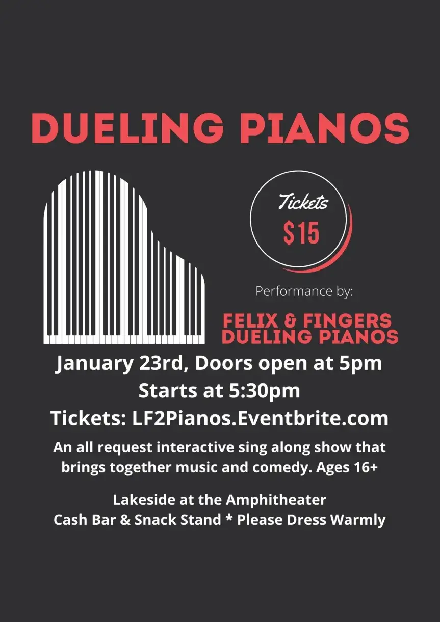 Flyer for Dueling Pianos- Limited Tickets Remaining