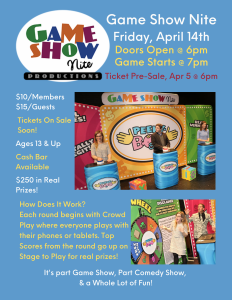 Flyer for Game Show Nite is Next Week!