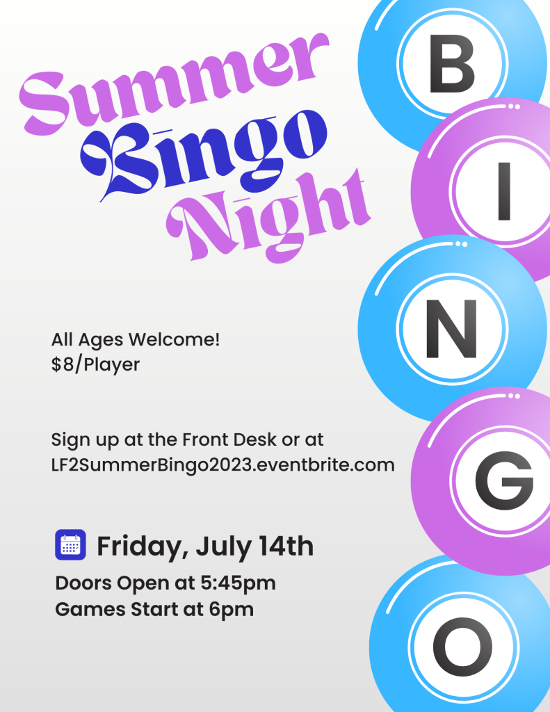 Flyer for Summer Bingo Night Friday July 14th