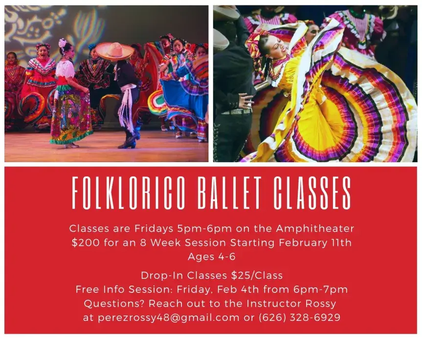 Ballet Folklorico dancers performing in colorful traditional costumes